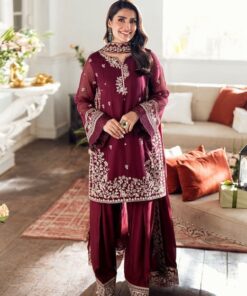 Azure AZ-809 Chiffon Heavy Embroidered Suit with Dupatta and Malai Trouser