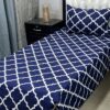 Single blue crystal cotton bedsheet with 3D design and pillow covers