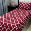Red crystal cotton single bedsheet with 3D design and pillow covers