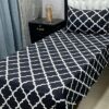 Black crystal cotton single bedsheet with 3D design and pillow covers