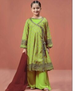 Classy kids lawn embroidered 3 piece suit design 63 for girls summer collection