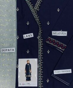 The Kids Lawn 3 Piece Embroidered Collection Design No 51 is designed to give young girls a graceful, neat, and stylish summer look. Perfect for ages 4 to 10–12 years, this outfit combines soft lawn fabric with elegant embroidery, making it ideal for both casual wear and special occasions.