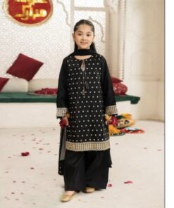 Bright kids lawn embroidered 3 piece suit design 55 for girls summer collection