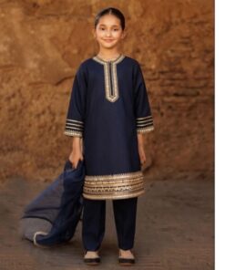 Premium kids lawn embroidered 3 piece suit design 50 for girls summer collection