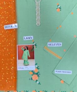 The Kids Lawn 3 Piece Embroidered Collection Design No 49 is created for young girls who love a vibrant, playful, and stylish summer look. Designed for ages 4 to 10–12 years, this outfit offers a perfect blend of comfort, trendy embroidery, and breathable fabric.