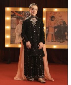 Stylish kids lawn embroidered 3 piece suit design 44 for girls summer collection