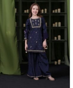 Premium kids lawn embroidered 3 piece suit design 43 for girls summer collection