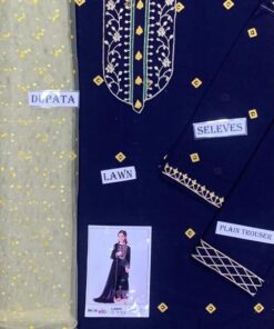 Premium kids lawn embroidered 3 piece suit design 43 for girls summer collection