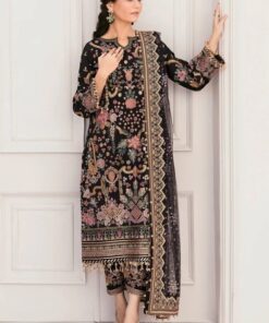 Baroque BR-816 Net Embroidered Suit with Dupatta and Crape Trouser