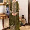Asim Jofa AJ-815 Chiffon Embroidered Suit with Satin Silk Trouser and Dupatta