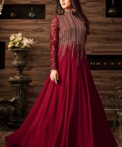 ICM-828 Chiffon Maxi Suit with Zari Embroidery and Dupatta