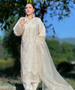 PCS-841 Lawn Cotton Chikankari Suit with Organza Dupatta
