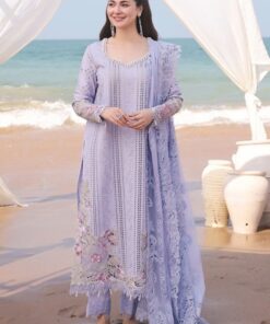 SHA-839 Lawn Embroidered Suit with Organza Dupatta and Trouser