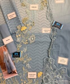 Step into elegance with the Crimson CM-845 Swiss Lawn Digital Printed Schiffli Embroidered 3 Piece Suit, designed for women who love luxury lawn outfits with vibrant prints and intricate embroidery. This outfit blends Swiss lawn fabric with schiffli work and spangle embellishments, making it perfect for summer wear, festive gatherings, and semi-formal occasions.