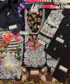 Step into timeless sophistication with the Elaf EF-857 Black Luxury Chikankari Cotton 3 Piece Suit, a standout design from the Most Premium Chikankari Collection 2026. This outfit is specially crafted for women who love classic black tones with rich chikankari embroidery, making it perfect for Eid, evening gatherings, and semi-formal occasions.
