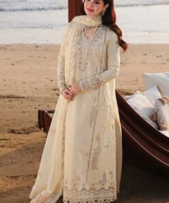 Qalamkar QM-853 Cotton Chikankari Suit with Organza Dupatta