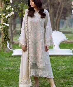 Bin Ilyas BI-971 Luxury Cotton Chikenkari Embroidered Suit with Khaddi Net Dupatta