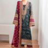 Baroque BR-974 Chiffon Digital Print Suit with Sequence Work and Silk Trouser