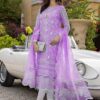 Azure AZ-975 Heavy Embroidered Organza Suit with Cutwork Lace