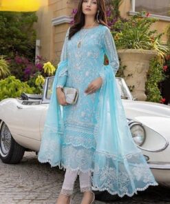 Azure AZ-976 Heavy Embroidered Organza Suit with Cutwork Lace