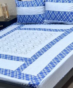King Size Embroidered Patch Work Patchwork Bedsheet Set 67 for Double Bed