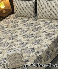 Elegant Pure Cotton King Size Bedsheet PK-13 for Double Bed
