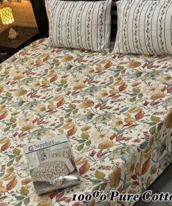 King Size Pure Cotton Bedsheet PK-02 with Pillow Covers for Double Bed