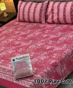 King Size Pure Cotton Bedsheet PK-03 for Double Bed with Pillow Covers
