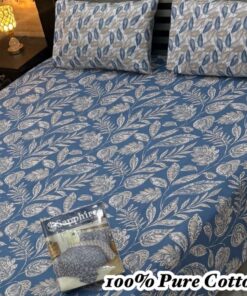 Blue Aura Pure Cotton King Size Bedsheet PK-38 for Double Bed