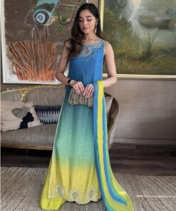 Farida Hassan IA-140 Digital Print Airjet Lawn 3 Piece Suit with Chiffon Dupatta and 4 Side Lace
