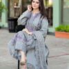 Mushq IA-139 Heavy Embroidered Lawn 3 Piece Suit with Chikankari Embroidery and Chiffon Dupatta