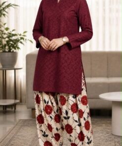 Maria B TP-96 Two Piece Chikankari Embroidered Lawn Suit with Digital Printed Trouser