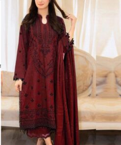 Baroque IA-143 Pure Lawn 3 Piece Heavy Embroidered Unstitched Suit with Digital Printed Pure Bember Chiffon Dupatta