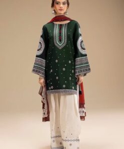 Baroque IA-144 Pure Lawn 3 Piece Heavy Embroidered Unstitched Suit with Digital Printed Pure Bember Chiffon Dupatta