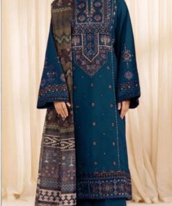 Baroque IA-142 Pure Lawn 3 Piece Heavy Embroidered Unstitched Suit with Digital Printed Pure Bember Chiffon Dupatta