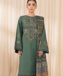 Baroque IA-141 Pure Lawn 3 Piece Heavy Embroidered Unstitched Suit with Digital Printed Pure Bember Chiffon Dupatta