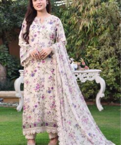 Aneelas AN-983 Printed Lawn 3 Piece Suit with Chiffon Printed Dupatta and Embroidered Patches