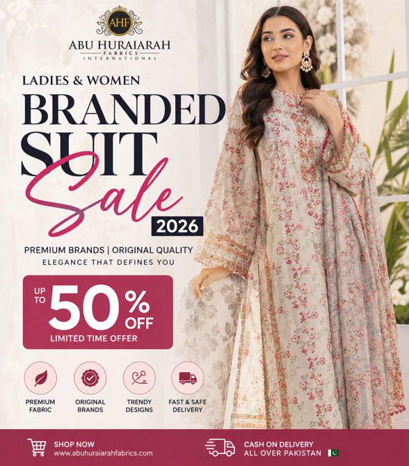 Ladies Branded 3 Piece Suit Sale 2026 Premium Women's Collection by Abu Hurairah Fabrics