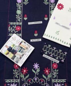 A stylish digital printed lawn trouser completes the outfit with attractive patterns that perfectly complement the embroidered shirt, adding a modern and fashionable finish.