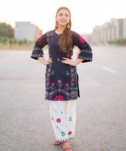 Maria B TP-100 Two Piece Chikankari Embroidered Lawn Suit with Digital Printed Trouser Premium Lawn Collection