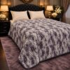 Mini Pearl White Light Mini Purple Embossed Fleece Double Bed Blanket 88 Inches Pakistan