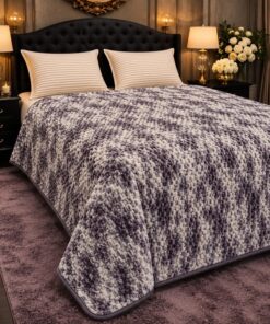 Mini Pearl White Light Mini Purple Embossed Fleece Double Bed Blanket 88 Inches Pakistan