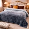 Silver Grey Embossed Fleece Double Bed Blanket 88 Inches Premium Soft Blanket Pakistan