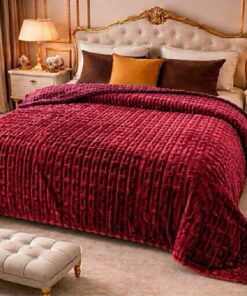 Red Embossed Fleece Double Bed Blanket 88 Inches Premium Soft Blanket Pakistan