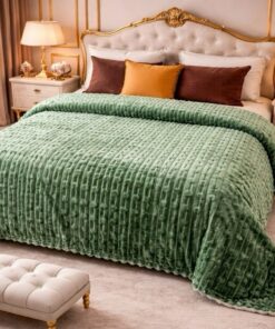 Sea Green Embossed Fleece Double Bed Blanket 88 Inches Premium Soft Blanket Pakistan