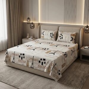 Export Quality Pure Cotton King Size Double Bedsheet Set with 2 Pillow Covers