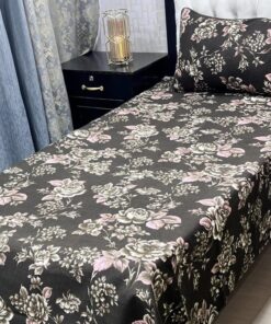 Single Bedsheet Pair 3D Crystal Cotton Design #47 with Matching Pillow Covers Premium Soft Cotton Bedding Set