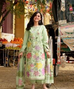 Aneelas IA-146 Pure Airjet 90/70 Lawn 3 Piece Heavy Embroidered Unstitched Suit with Digital Printed Dupatta
