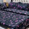 7PC Black Printed Comforter Set with King Size Cotton Bedsheet and Quilted Pillow Covers