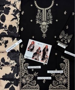 To complete the winter look, this suit comes with a stunning digital print wool shawl. The shawl is lightweight, incredibly warm, and features high-definition prints that perfectly complement the solid Dhanak base. Browse our [Designer Wool Shawls] for more cozy layering options.